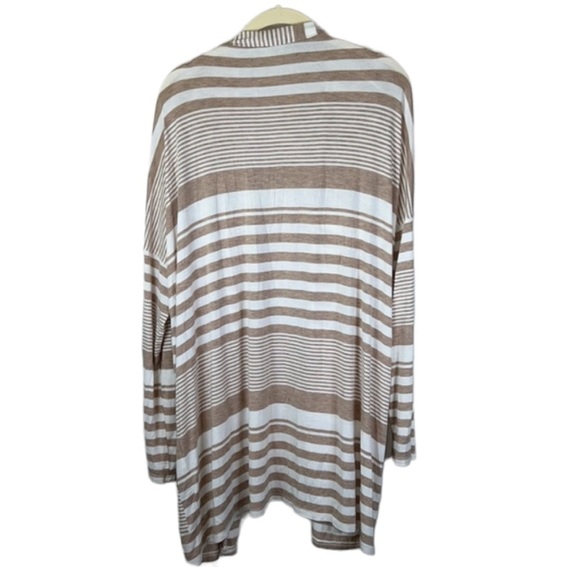 Cyrus Cream And Tan Lightweight Striped Cardigan Size L - Picture 2 of 5